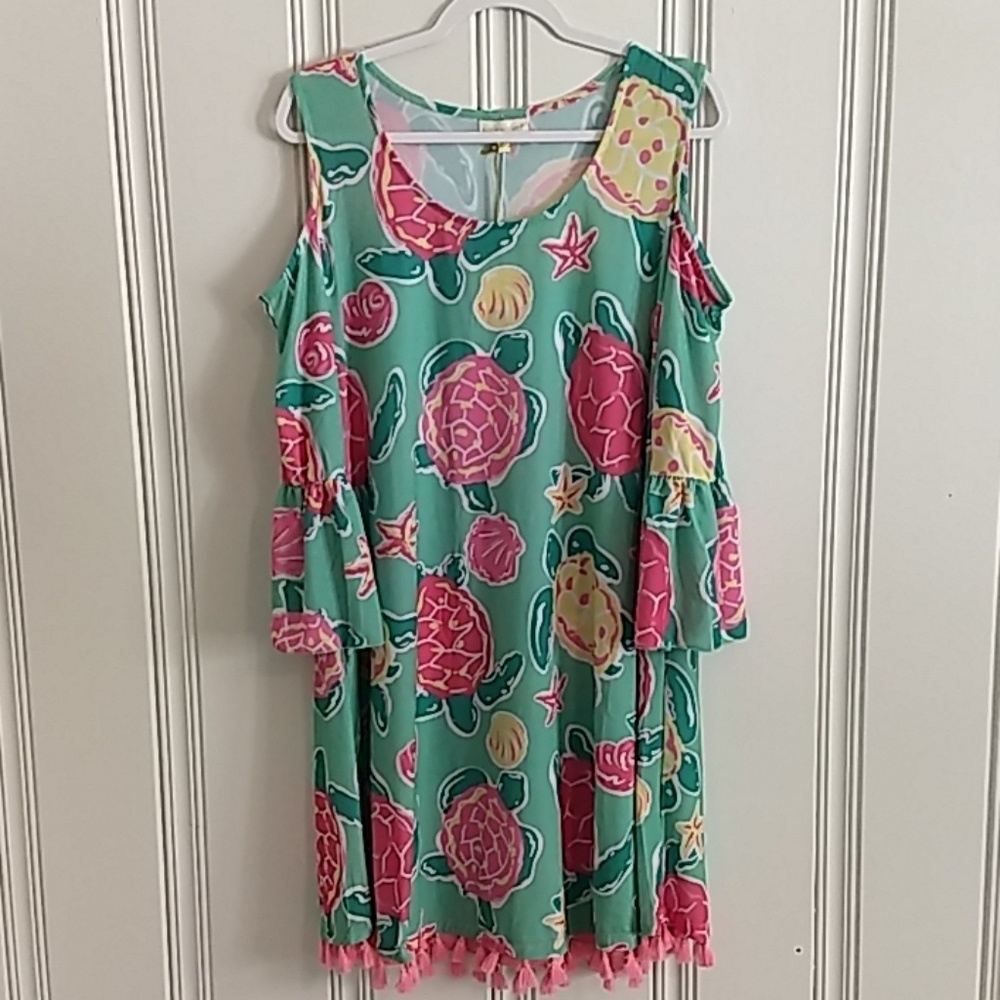 Simply Southern Turtle Dress XL NEW
